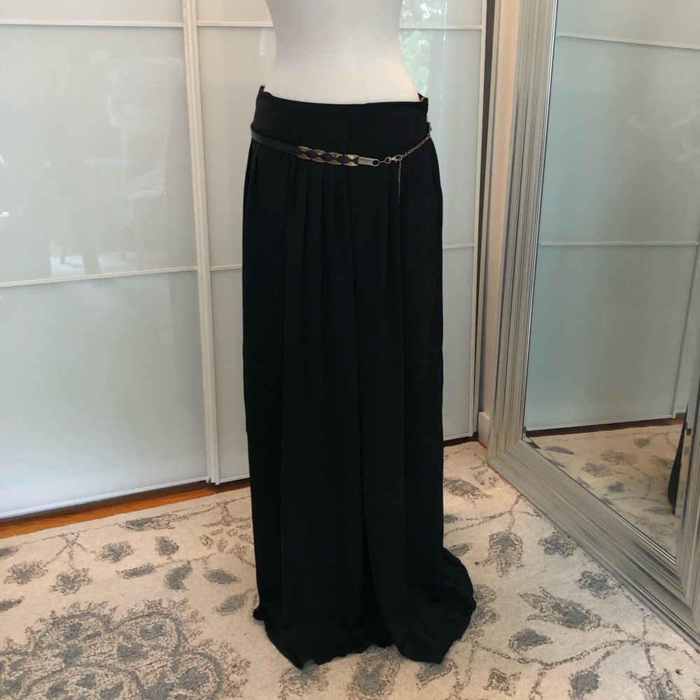 JOYMISS Maxi Black Skirt with belt